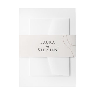 Elegante Beige Neutrale Trouwdag Uitnodigingen Wikkel