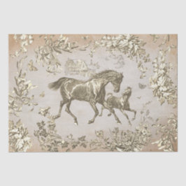 Elegante beige paarden Bloementoilet Kraft Tissuepapier