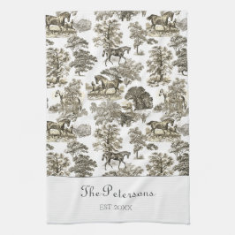Elegante Beige Paarden Toile rustieke boerderij Theedoek