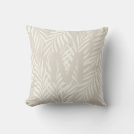 Elegante Beige Palmbladeren Persoonlijk Kussen