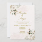 Elegante beige pampa bruiloft uitnodiging in het S (Voorkant)