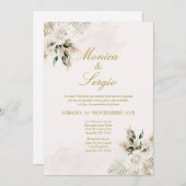 Elegante beige pampa bruiloft uitnodiging in het S (Voorkant / Achterkant)
