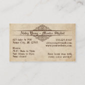 elegante beige papierschaar, haarstylist modern visitekaartje (Achterkant)