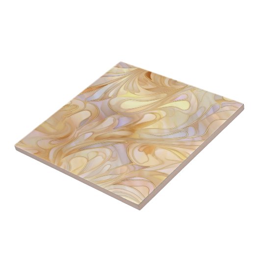 Elegante beige parelmoer tegeltje (Zijkant)