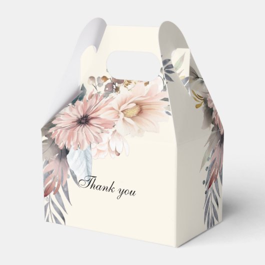 Elegante, beige & pastel boho bruiloftsfeest  bedankdoosjes (Achterkant)