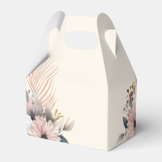 Elegante, Beige & Pastel Boho Trouwdoos Bedankdoosjes (Achterkant)