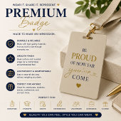 Elegante Beige Professionele Evenementen Badge