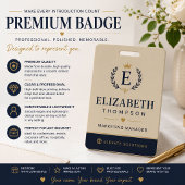 Elegante Beige Professionele Evenementen Badge