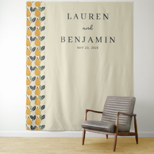 Elegante Beige Pruim Illustratie Wandkleed