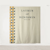 Elegante Beige Pruim Illustratie Wandkleed (Voorkant)