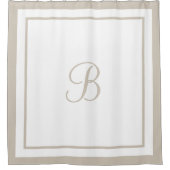 Elegante Beige Rand Schrift Monogram Douchegordijn (Voorkant)