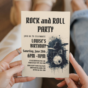 Elegante Beige Rock and Roll Party Uitnodiging