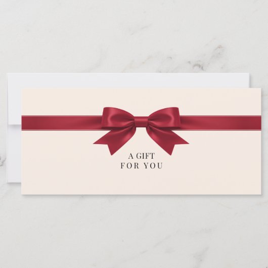 Elegante Beige Rode Strik Geschenkcertificaat (Voorkant)