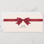 Elegante Beige Rode Strik QR Code Cadeaubon (Voorkant)