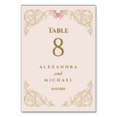 Elegante Beige Roze  Barokke bruiloft Kaart (Voorkant)