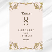 Elegante Beige Roze  Barokke bruiloft Kaart