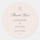Elegante Beige Roze Parel bruiloft Dank u Ronde Sticker (Voorkant)