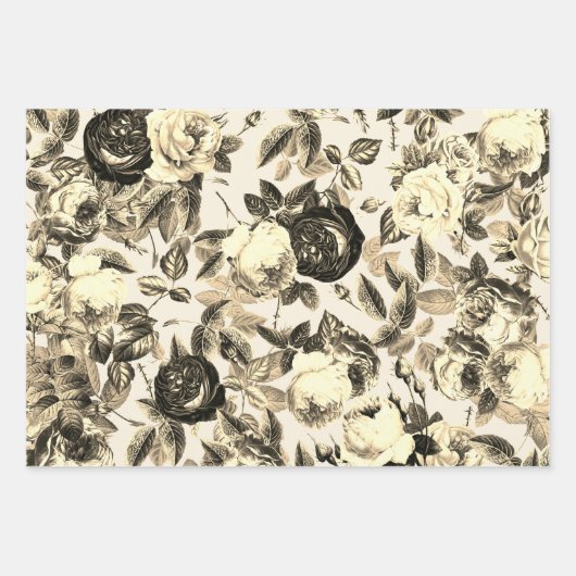 Elegante  Beige Rozen Bloemen Inpakpapier Vel (Voorkant)