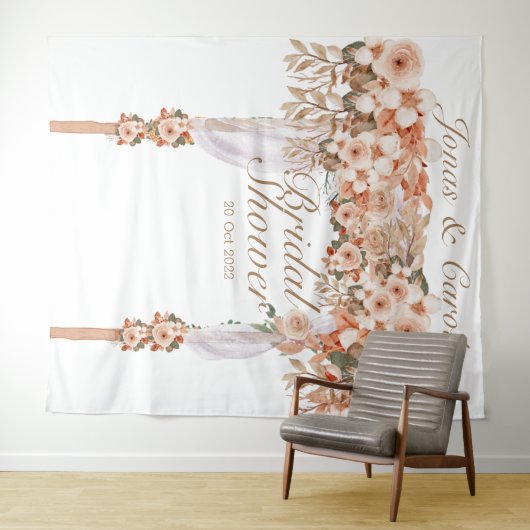 Elegante beige rozen bruids-shower bloemstuk bruid wandkleed (In Situ (horizontaal))