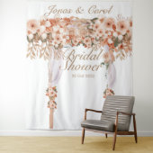 Elegante beige rozen bruids-shower bloemstuk bruid wandkleed (In situ)