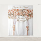 Elegante beige rozen bruiloftsshower bloemstuk bru wandkleed (Voorkant)