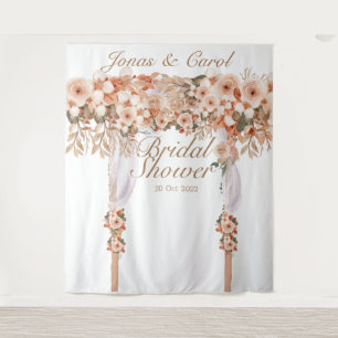 Elegante beige rozen bruiloftsshower bloemstuk bru wandkleed