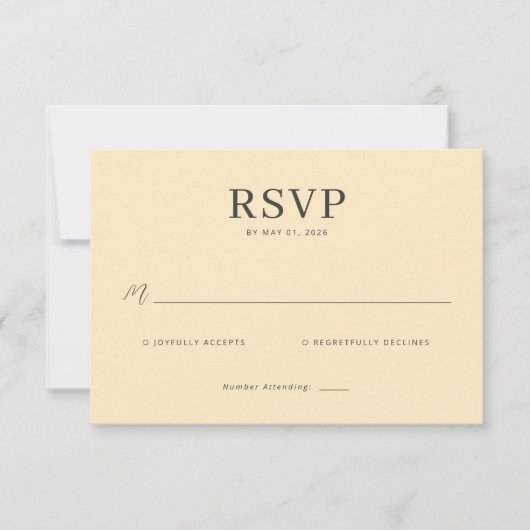 Elegante Beige RSVP kaart (Voorkant)