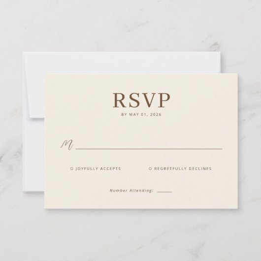 Elegante Beige RSVP kaart (Voorkant)
