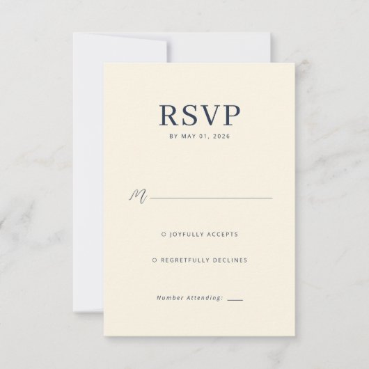 Elegante Beige RSVP kaart (Voorkant)