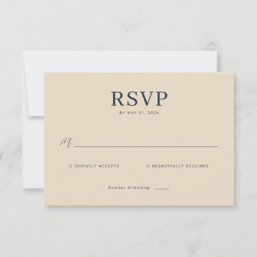 Elegante Beige RSVP Kaart (Voorkant)