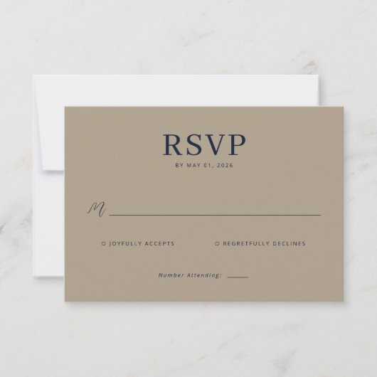 Elegante Beige RSVP kaart (Voorkant)
