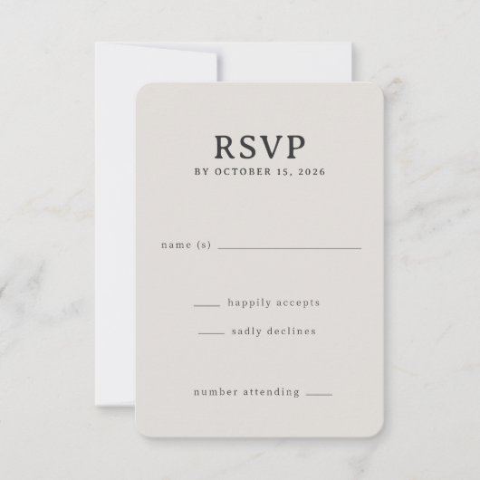 Elegante Beige RSVP Kaart (Voorkant)