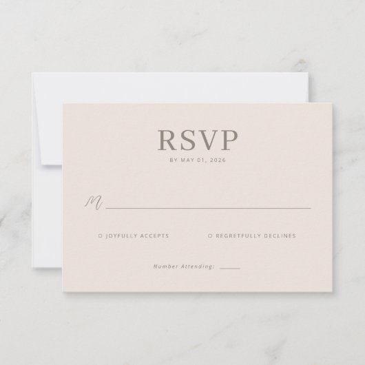 Elegante Beige RSVP-kaart RSVP Kaartje (Voorkant)