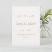 Elegante Beige Save the Date Trouw (Staand voorkant)