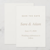 Elegante Beige Save the Date Trouw (Voorkant / Achterkant)