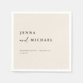 Elegante Beige Script bruiloft namen Servet (Voorkant)