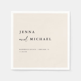 Elegante Beige Script bruiloft namen Servet