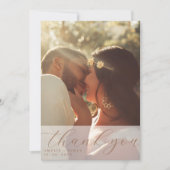 Elegante Beige Script Foto-overlay Bruiloft Bedankkaart (Voorkant)