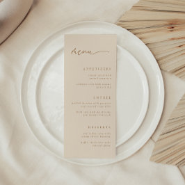 Elegante Beige Script Trouw Menu