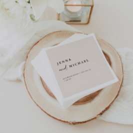 Elegante Beige Script Trouwnamen Servet