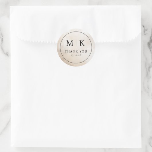 Elegante Beige Serif Bedankt Sticker (Tas)