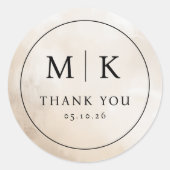 Elegante Beige Serif Bedankt Sticker (Voorkant)