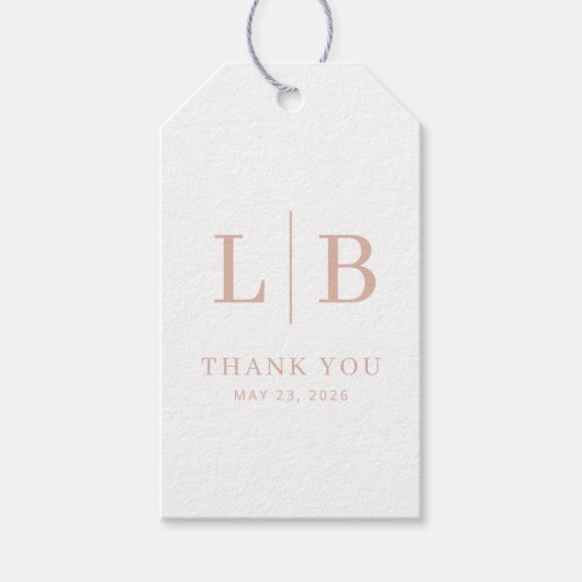 Elegante Beige Serif Trouw Favor Tag Cadeaulabel (Voorkant)