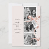Elegante Beige Strik 3 Foto Galentines Dag Kaart (Voorkant)