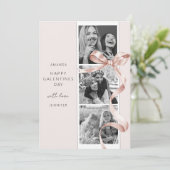 Elegante Beige Strik 3 Foto Galentines Dag Kaart (Staand voorkant)