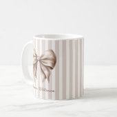 Elegante Beige Strik Boog Namen Mok (Voorkant links)
