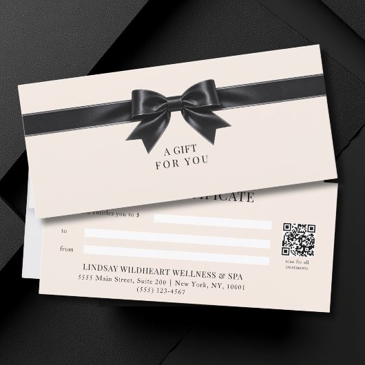 Elegante Beige Strik QR-code Cadeaubon