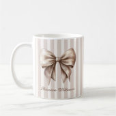 Elegante Beige Strikte Boog Namen Mok (Links)