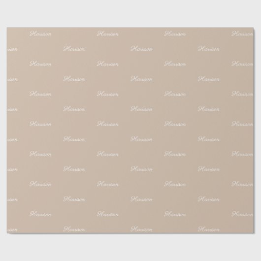 Elegante beige tan script aangepaste naam verjaard cadeaupapier (Vlak)