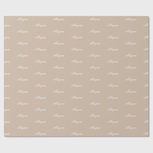 Elegante beige tan script aangepaste naam verjaard cadeaupapier (Vlak)